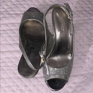 Sliver sparkly heels